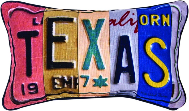 Manual Woodworkers & Weavers Vanity Plates Throw Pillow  Texas  14.5 x 9